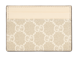 Gucci GG Card Holder, Canvas/Leather, Cream, 493075, 3*